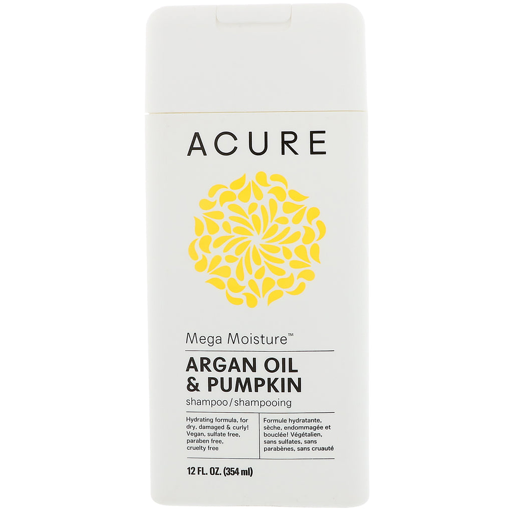 Acure, メガモイスチャー シャンプー、アルガン オイル & パンプキン、12 fl oz (354 ml)