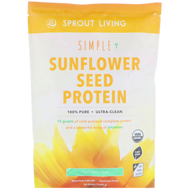 Sprout Living, Protéine de graines de tournesol simple, 1 lb (454 g)