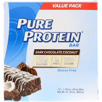 Barre de noix de coco au chocolat noir Pure Protein 12 barres 1,76 oz (50 g) chacune