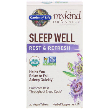 Garden of Life, MyKind s, Sleep Well, Rest & Refresh, 30 Vegan Tablets