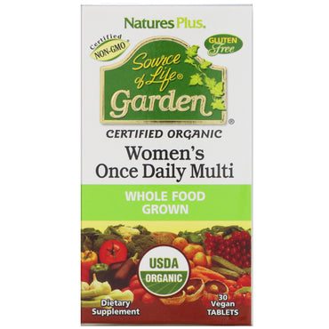 Nature's Plus, Source of Life Garden, Multi una vez al día para mujeres, 30 tabletas veganas