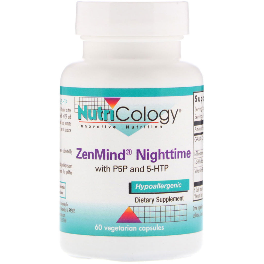 Nutricology, ZenMind Nighttime con P5P y 5-HTP, 60 cápsulas vegetarianas