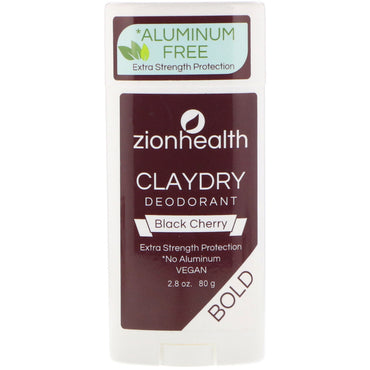 Zion Health, Bold, ClayDry Deodorant, zwarte kers, 2,8 oz (80 g)