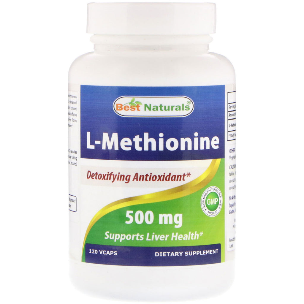 Best Naturals, L-메티오닌, 500mg, 120 식물성 캡슐