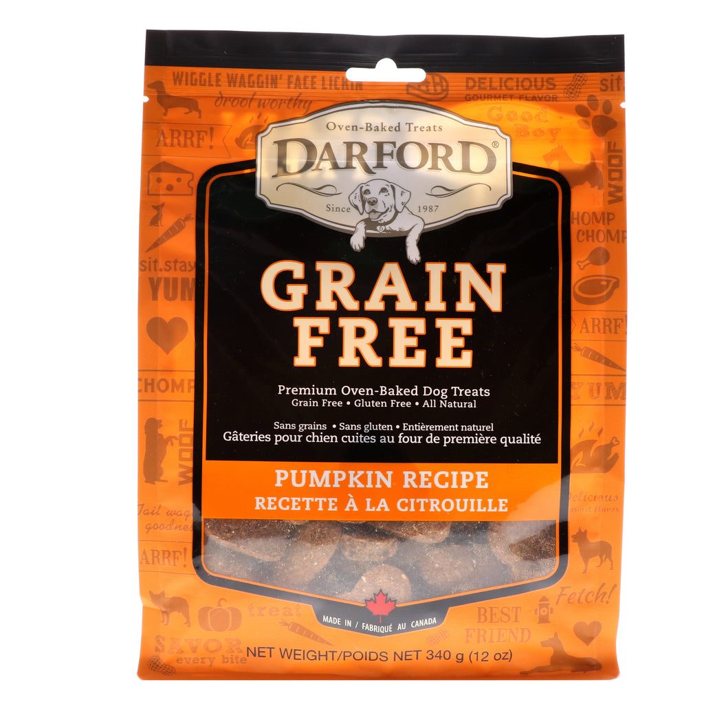 Darford, senza cereali, dolcetti premium per cani cotti al forno, ricetta zucca, 12 once (340 g)