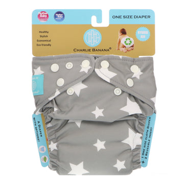 Charlie Banana, Reusable Diapering System, One Size, Twinkle Little Star White, 1 Diaper