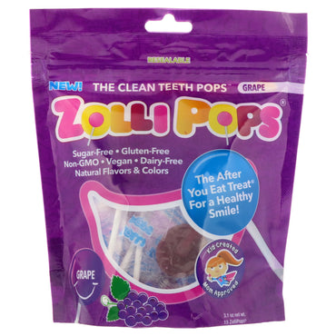 Zollipops، الأسنان النظيفة، العنب، 15 zollipops، 3.1 أوقية