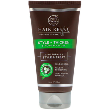Petal Fresh, Hair ResQ، علاج لتكثيف الشعر، جل تثبيت قوي لتصفيف الشعر وزيادة سماكته، 5 أونصة سائلة (150 مل)