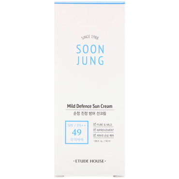 Etude House, Soon Jung, Crema solare delicata per la difesa, 50 ml (1,69 fl oz)