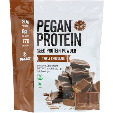 Julian Bakery, Proteína Pegan, Proteína de Semente em Pó, Chocolate Triplo, 907 g (2 lbs)