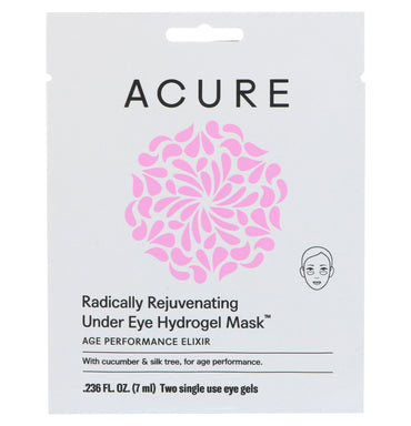 Acure, Radically Rejuvenating Under Eye Hydrogel Mask, 2 Single Use Eye Gels, 0.236 fl oz (7 ml)