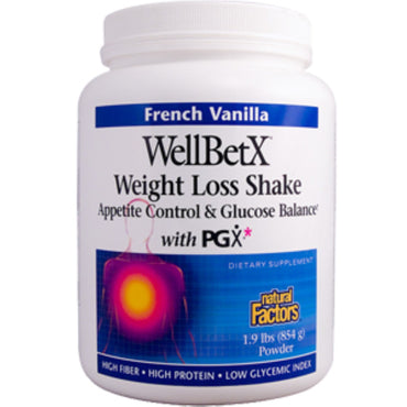 Natural Factors, WellBetX、減量シェイク、フレンチバニラ、1.9 ポンド (854 g)