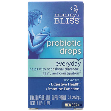 Mommy's Bliss, Gotas Probióticas, Todos os Dias, Recém-Nascido+, 10 ml (0,34 fl oz)
