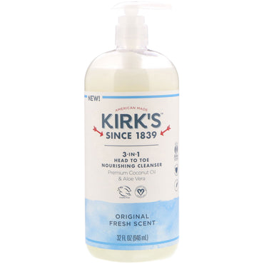 Kirk's, Limpiador nutritivo 3 en 1 de pies a cabeza, aroma fresco original, 32 fl oz (946 ml)