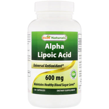Best Naturals, Acide alpha-lipoïque, 600 mg, 120 gélules
