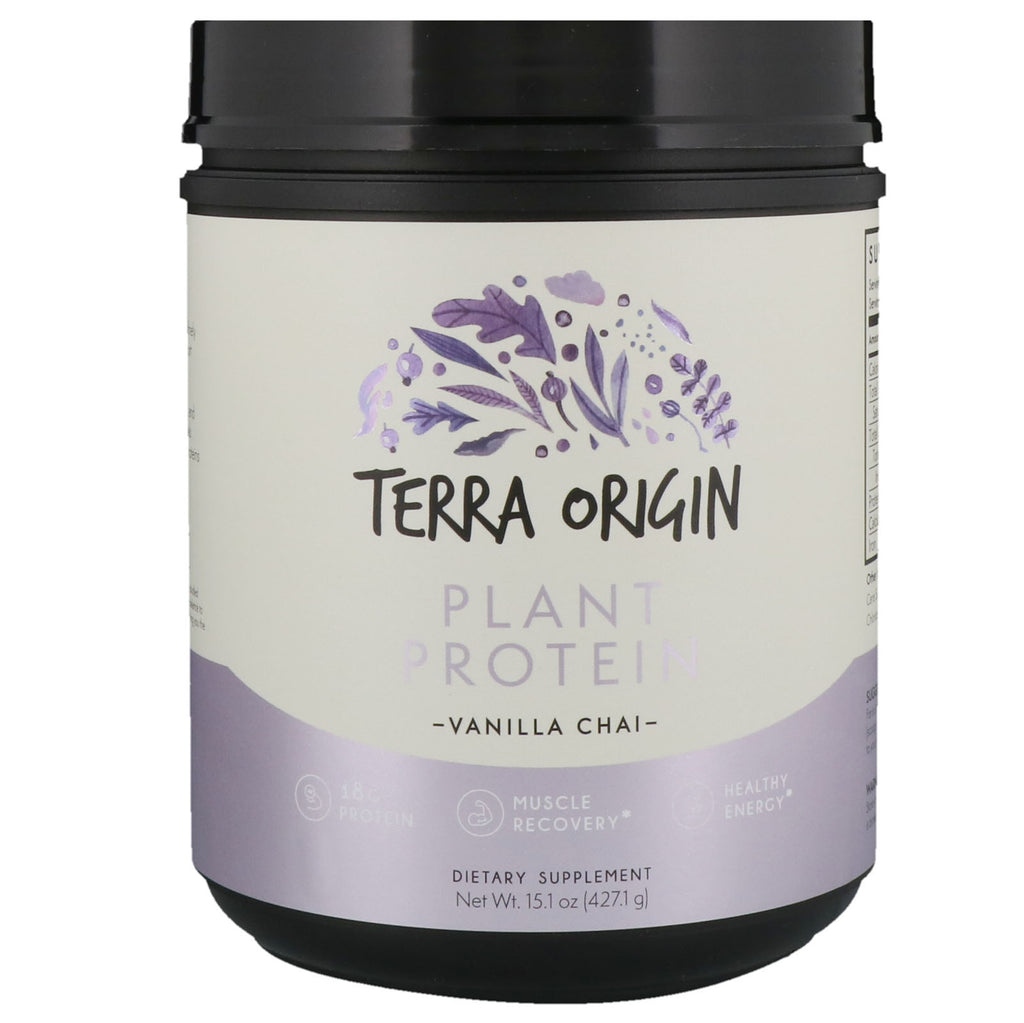 Terra Origin, بروتين نباتي، شاي الفانيليا، 15.1 أونصة (427.1 جم)