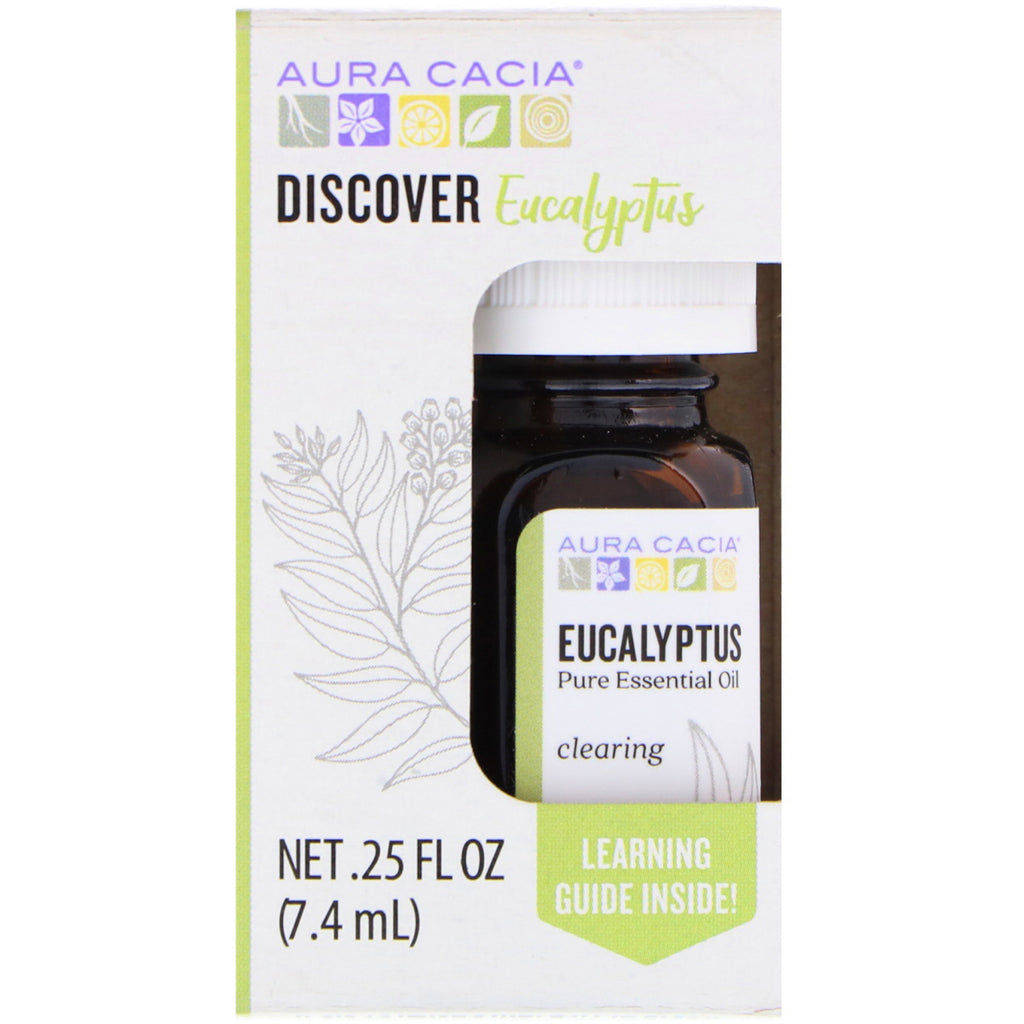 Aura Cacia, Descubre el eucalipto, aceite esencial, 0,25 fl oz (7,4 ml)