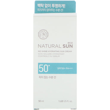 The Face Shop, Natural Sun Eco، كريم شمسي مرطب بدون لمعان، عامل حماية من الشمس 50+ PA+++، 1.69 أونصة سائلة (50 مل)