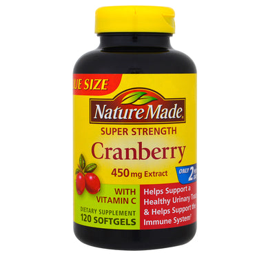 Nature Made, ビタミンC入りクランベリー、スーパーストレングス、450 mg、ソフトジェル120粒