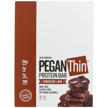 Julian Bakery, Cienki baton proteinowy Pegan, Lawa czekoladowa, 12 batonów, 2,29 uncji (65 g) każdy
