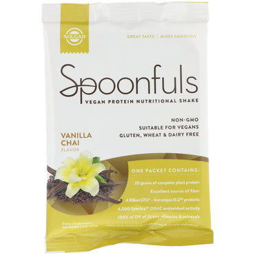 Solgar, Spoonfuls, Vegan Protein Nutritional Shake, Vanilla Chai, 1.4 oz (41 g)