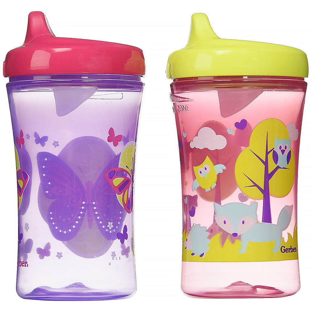 NUK, בוגרי גרבר, כוסות התפתחות מתקדמת, 12+ חודשים, ילדה, 2 כוסות, 10 אונקיות (300 מ"ל) כל אחת