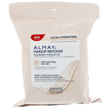 Almay, Ultra Hydrating Makeup Remover Cleansing Towelettes, 25 Ultra-Soft Wipes