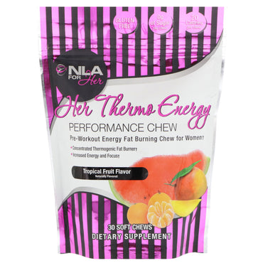 NLA for Her, Her Thermo Energy، مضغ الأداء، نكهة الفواكه الاستوائية، 30 مضغ ناعم