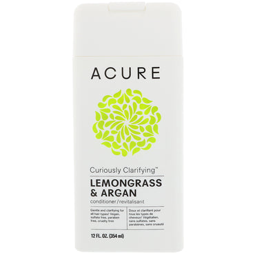 Acure, Curiously Clarifying Conditioner, Zitronengras und Argan, 12 fl oz (354 ml)