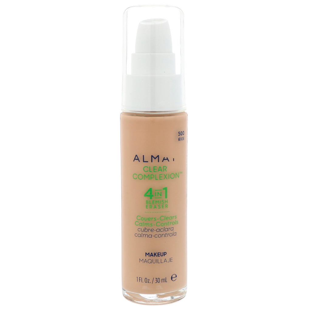 Almay, podkład do makijażu Clear Cera, 500 Beige, 1 uncja (30 ml)