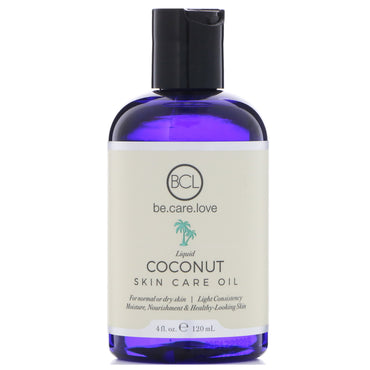 BLC, Be Care Love, Flydende Coconut Skin Care Oil, 4 fl oz (120 ml)