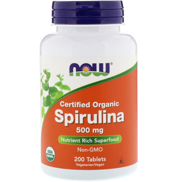 Now Foods, Espirulina certificada, 500 mg, 200 tabletas
