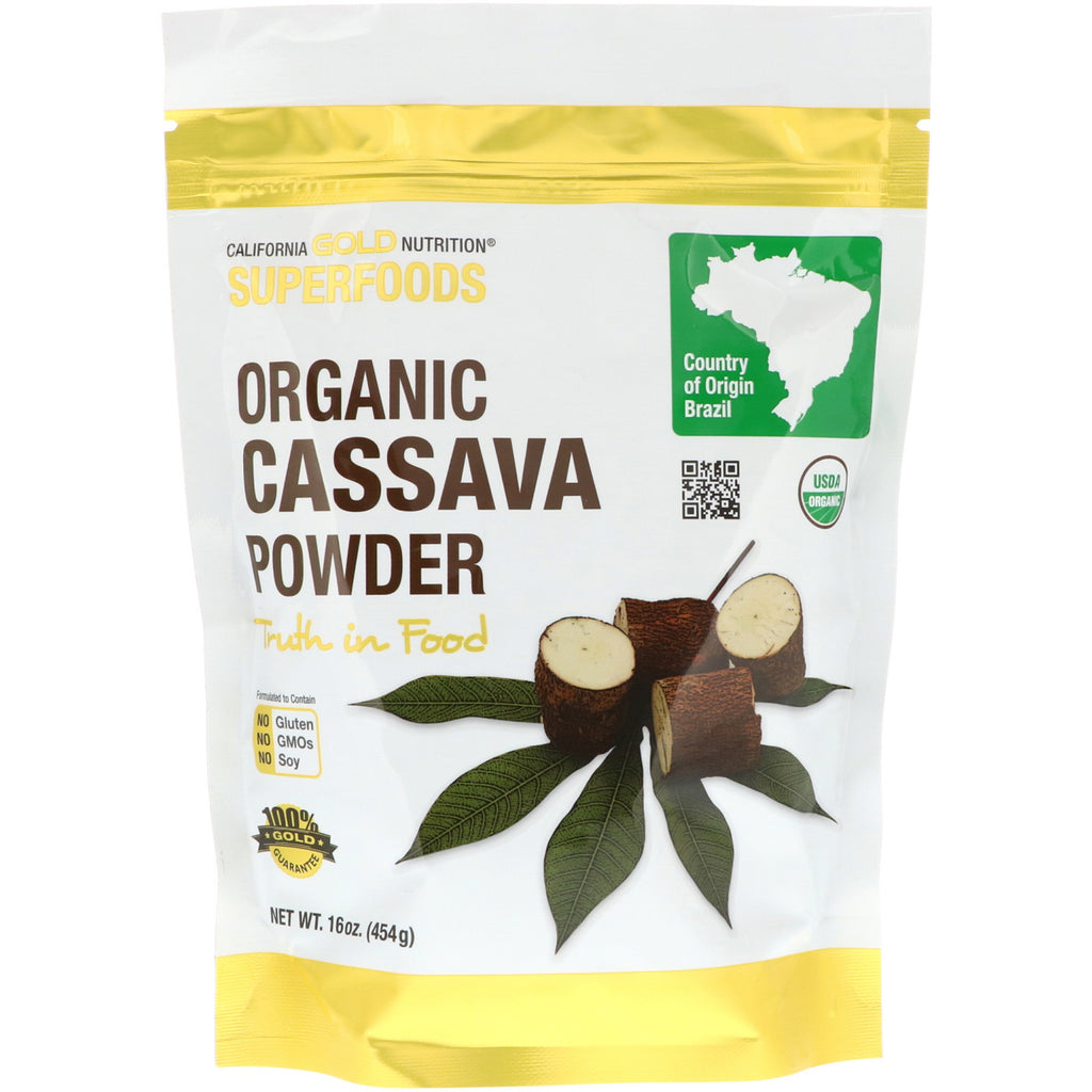 California Gold Nutrition, superalimente, pudră de manioc, 16 oz (454 g)