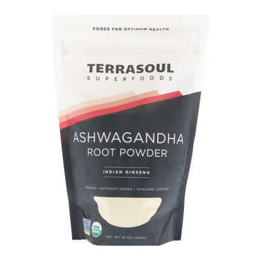 Terrasoul Superfoods, Polvo de raíz de Ashwagandha, ginseng indio, 16 oz (454 g)