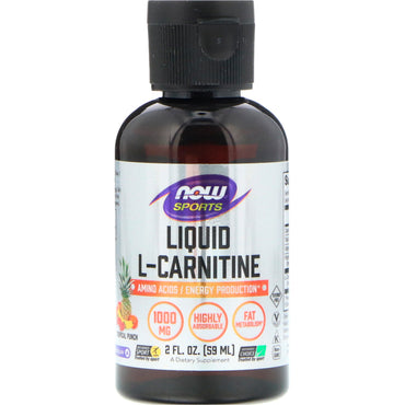 Now Foods, L-Carnitina Líquida, Punch Tropical, 1000 mg, 59 ml (2 fl oz)