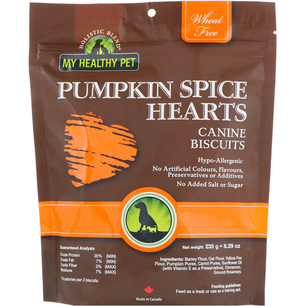 Holistic Blend, My Healthy Pet, Pumpkin Spice Hearts, Canine Biscuits, 8,29 oz (235 g)