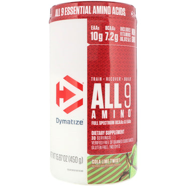 Dymatize Nutrition, Todos os 9 Amino, Cola e Limão Twist, 450 g (15,87 oz)