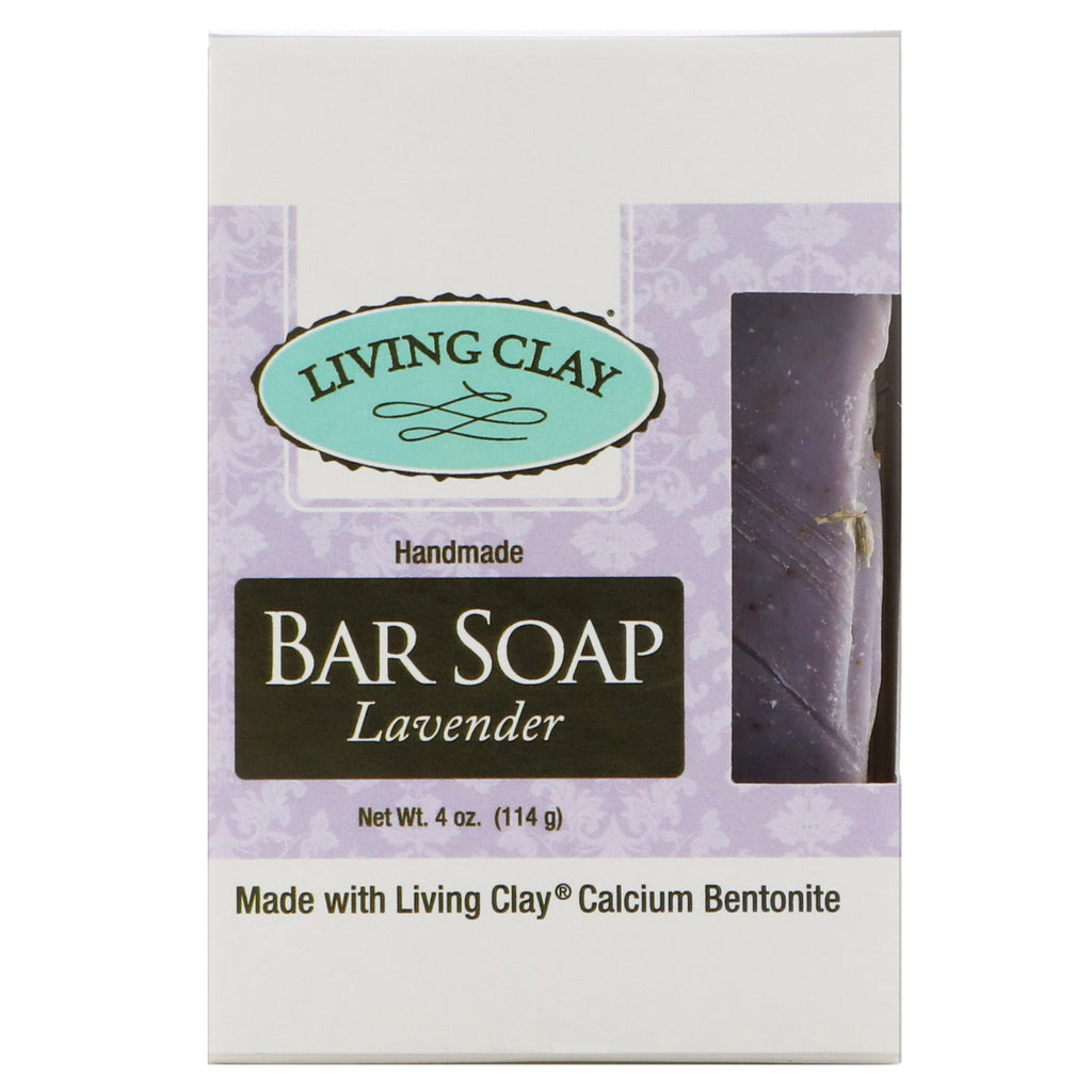 Living Clay, barra de jabón hecha a mano, lavanda, 4 oz (114 g)