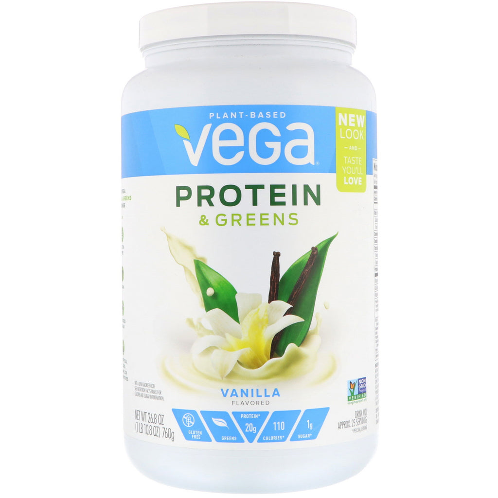 Vega, protein og grønt, vaniljesmak, 26,8 oz (760 g)
