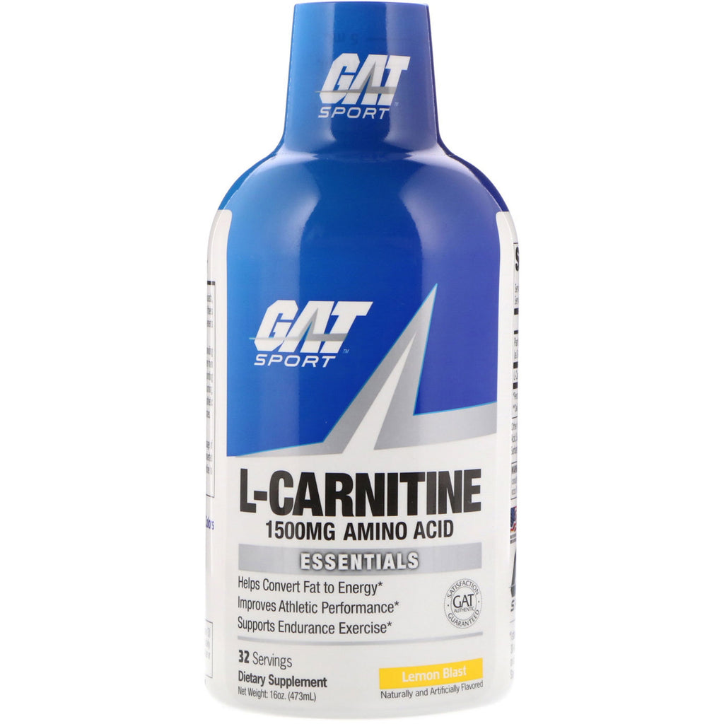 GAT, L-carnitina, aminoácido, explosión de limón, 1500 mg, 16 oz (473 ml)