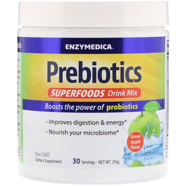Enzymedica, Prebiotics Superfoods Drink Mix, Green Apple Flavour, 210 g