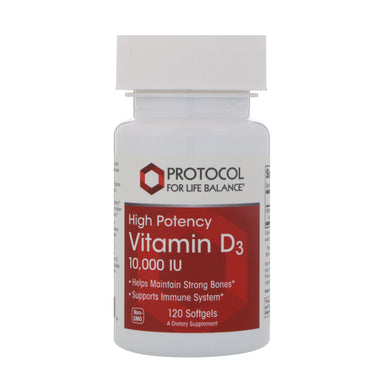 Protocole pour l'équilibre de la vie, vitamine D-3, 10 000 UI, 120 gélules