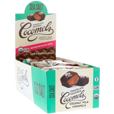 Cocomels, mit Schokolade überzogene Kokosmilchkaramellen, Meersalz, 15 Einheiten, je 1 oz (28 g).