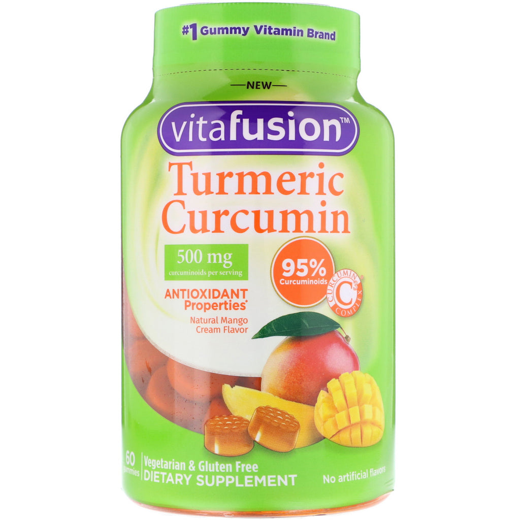 VitaFusion, curcumină de curcumă, aromă naturală de cremă de mango, 500 mg, 60 de gume