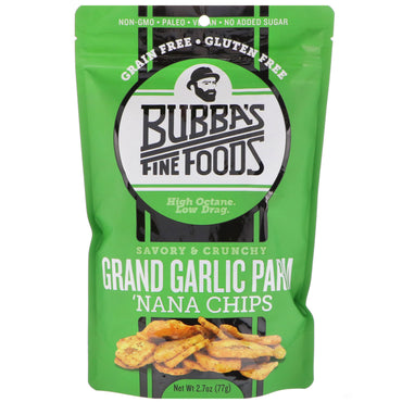Bubba's Fine Foods, 'Nana Chips, Grand Garlic Parmezaanse kaas, 2,7 oz (77 g)