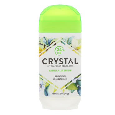 Crystal Body Deodorant, Desodorante Sólido Invisível, Baunilha e Jasmim, 70 g (2,5 oz)