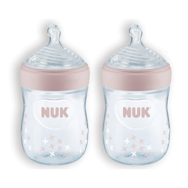 NUK, Simply Natural, flessen, meisje, 0+ maanden, langzaam, 2-pack, elk 5 oz (150 ml)