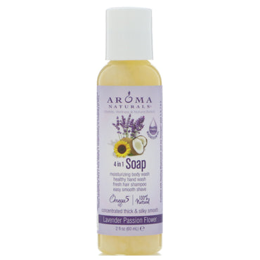 Aroma Naturals, 4-in-1 zeep, lavendel-passiebloem, 2 fl oz (60 ml)