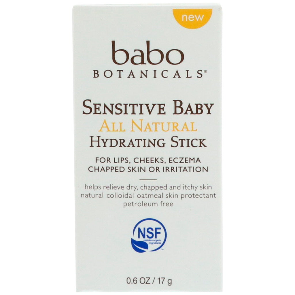 Babo Botanicals, Bebé sensible, barra hidratante totalmente natural, 0,6 oz (17 g)