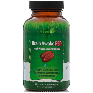 Irwin naturals, cerebro despierto rojo, 60 cápsulas blandas líquidas